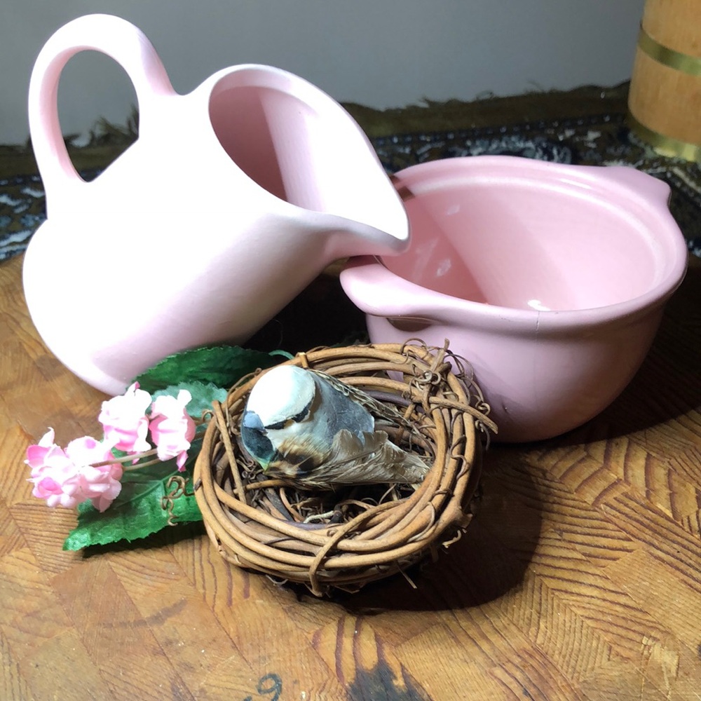 Pink Ceramic Pitcher and Bowl Set